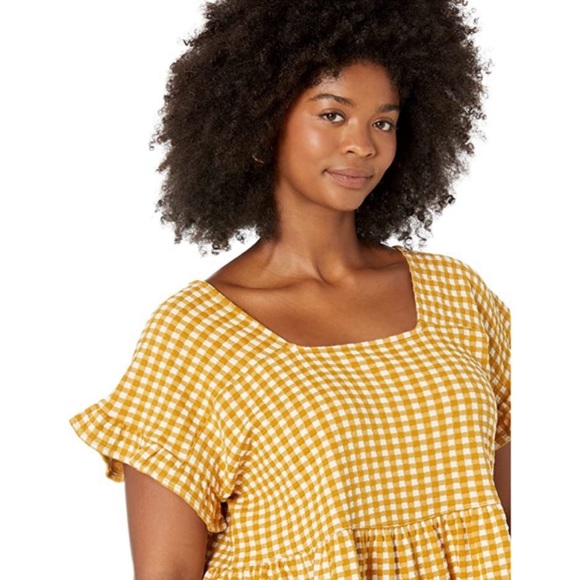 Madewell NWT Gingham Knit Ruffle-Hem Top Size 2X - Picture 2 of 7
